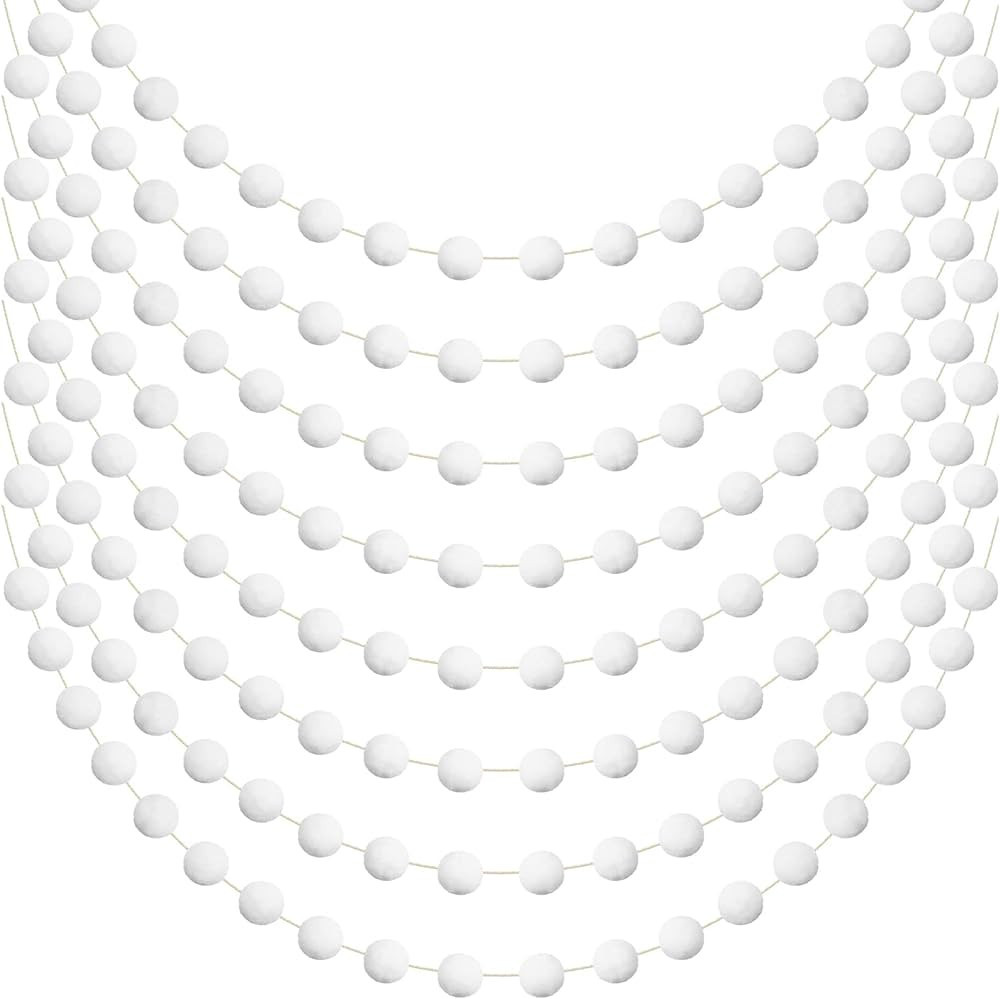 Tegeme 8 Pieces Christmas Pom Pom Felt Ball Garland 6.6 ft Long 20 Balls Garland Hanging Pom Pom ... | Amazon (US)