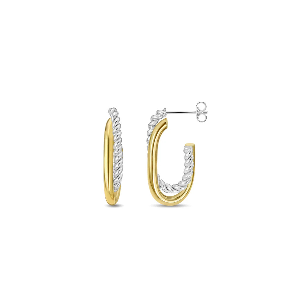 Silver & 18K Gold Paperclip Traverso Hoop Earrings | Phillip Gavriel
