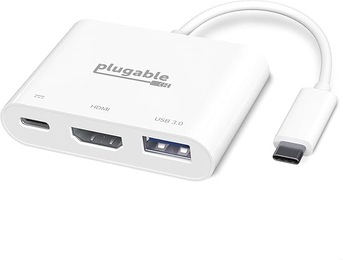 Plugable USB C to HDMI Multiport Adapter, Driverless 3-in-1 Hub with 4K HDMI Output, USB 3.0 and ... | Amazon (US)