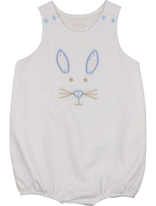 White Pique Bunny Face Bubble | Cecil and Lou