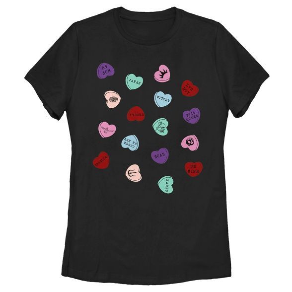 Women's Disney Villains Valentine's Day Candy Hearts T-Shirt | Target
