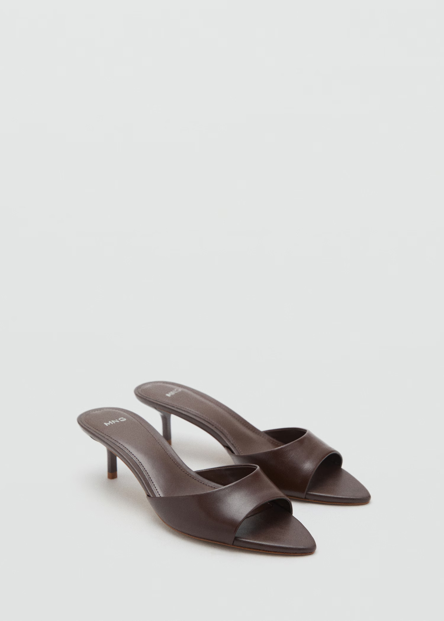 Kitten-heel leather sandal - Women | MANGO United Kingdom | MANGO (UK)