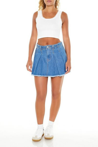 Pleated Denim Mini Skirt | Forever 21