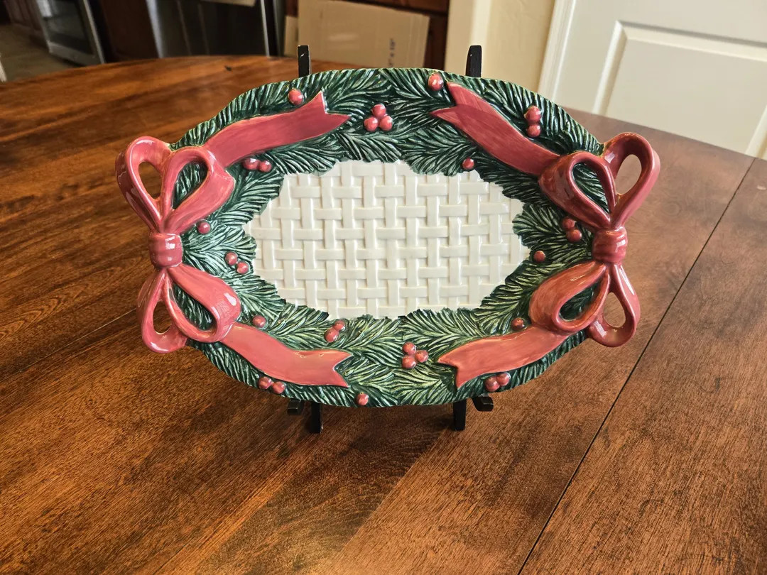 Fitz and Floyd - "christmas Garland" Oval Canape Plate Serving Dish/tray - Etsy | Etsy (US)