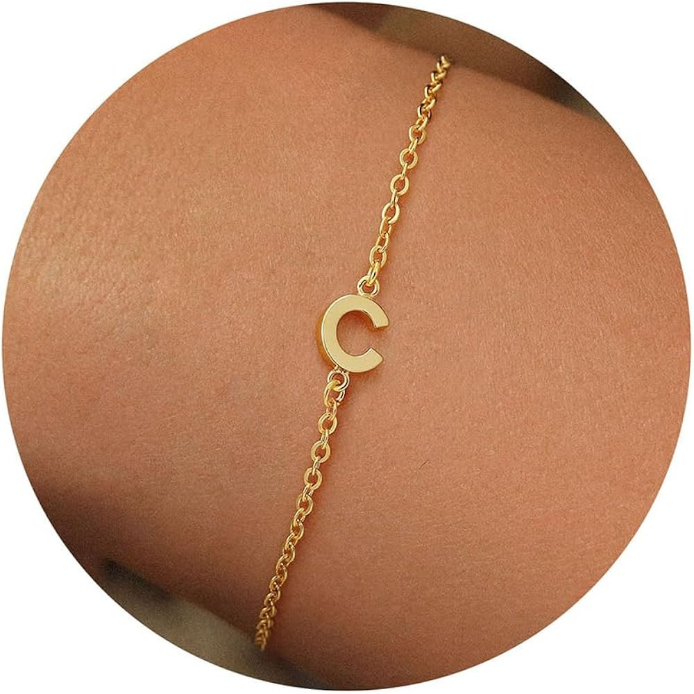 Turandoss Gold Initial Bracelets for Girls Women Jewelry Gifts - 18k Gold/Silver Plated Letter In... | Amazon (US)