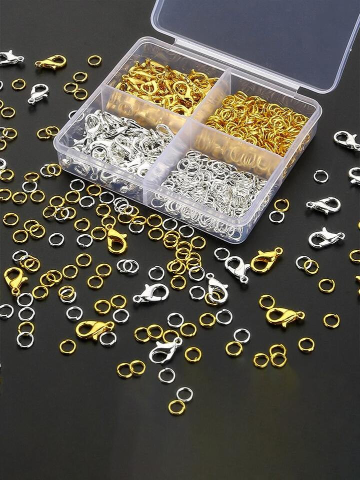 300pc Jewelry Making Kit Durable Lobster Clasps & Jump Rings With Storage Box For DIY Necklace Br... | SHEIN
