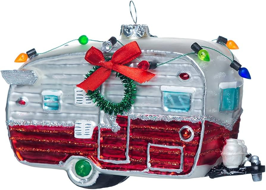 Glass Camper Ornament for Christmas Tree Decorations, Cute Hand Blown Glass Camping RV Trailer Ca... | Amazon (US)