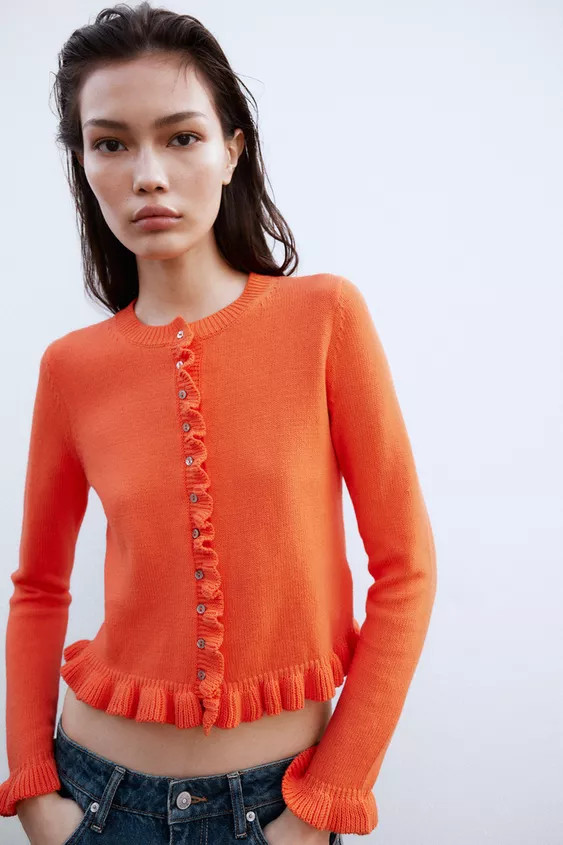 RUFFLED KNIT CARDIGAN | Zara US