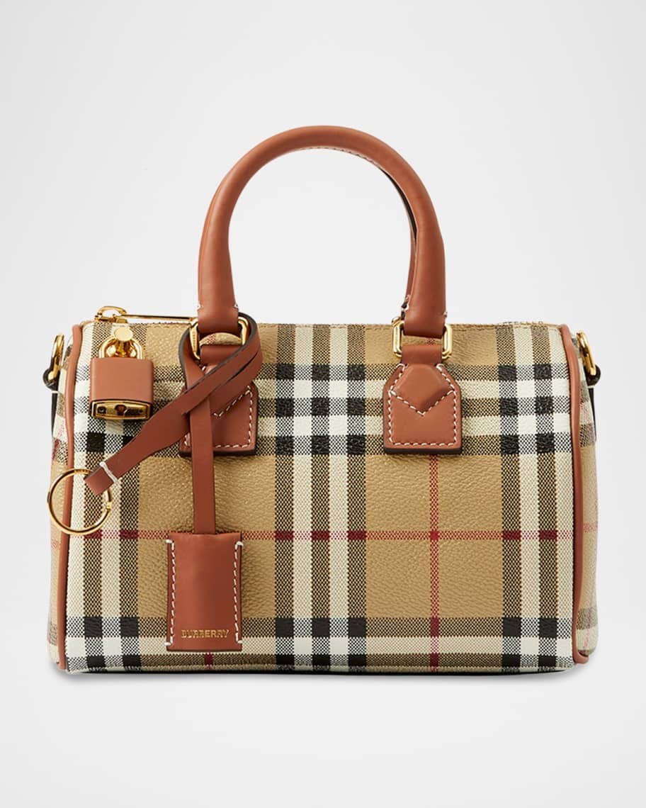 Burberry Check Small Bowling Top-Handle Bag | Neiman Marcus