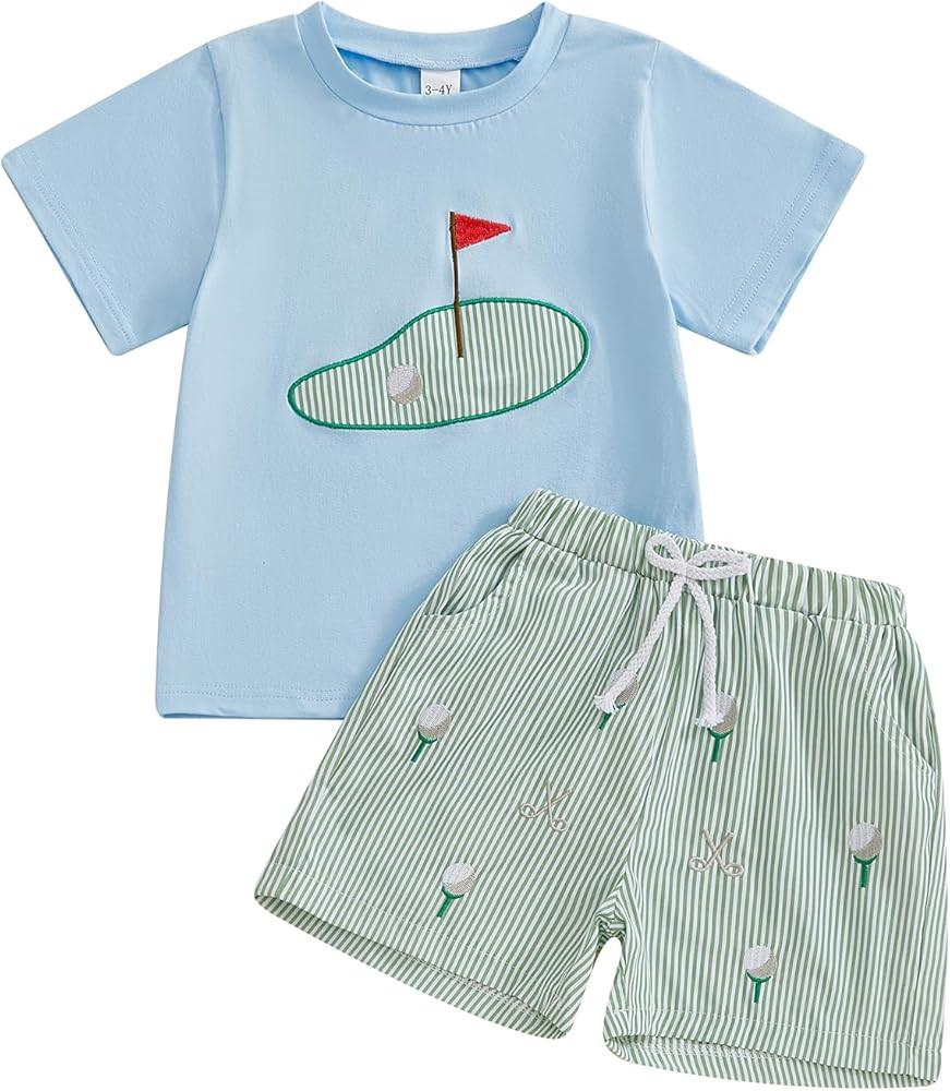 FYBITBO Toddler Baby Boy Golf Outfit Golf Short Sleeve T Shirt and Casual Shorts Spring Summer Ba... | Amazon (US)