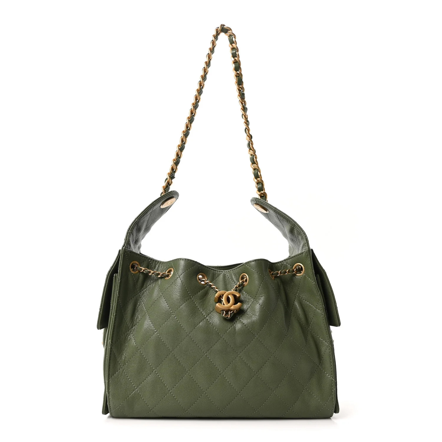Caviar Quilted Small Chanel 25 Handbag Khaki | FASHIONPHILE (US)