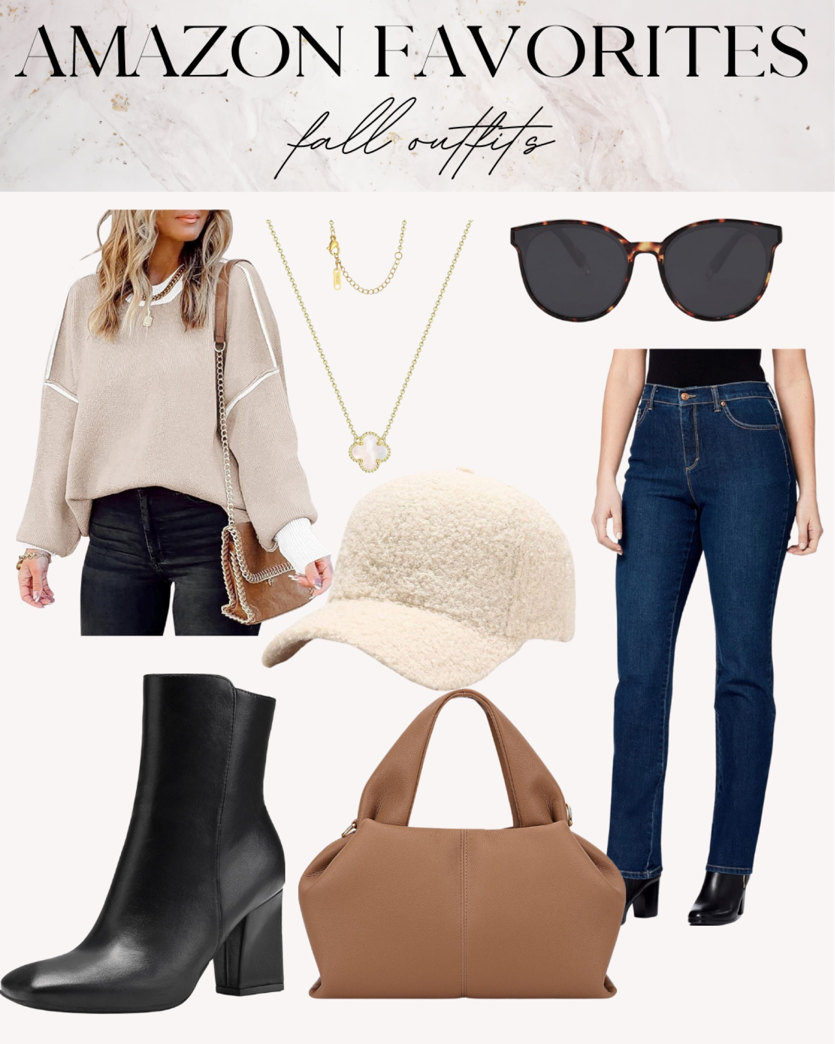 Fall outfit, fall top, sweater, jeans, fall bag, leather boots, sherpa hat, sunglasses, casual outfit, amazon fashion 

#LTKStyleTip