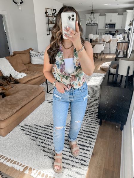 Tube Top — xs
Blazer Vest — small
Jeans — 26

elevated casual outfit | casual outfits | outfit ideas | affordable fashion | elevated casual outfits for women | spring outfits | spring fashion | floral blazer vest ouffit | Levi’s jeans outfit | chunky platform sandals outfit 

#LTKFindsUnder100 #LTKShoeCrush #LTKFindsUnder50