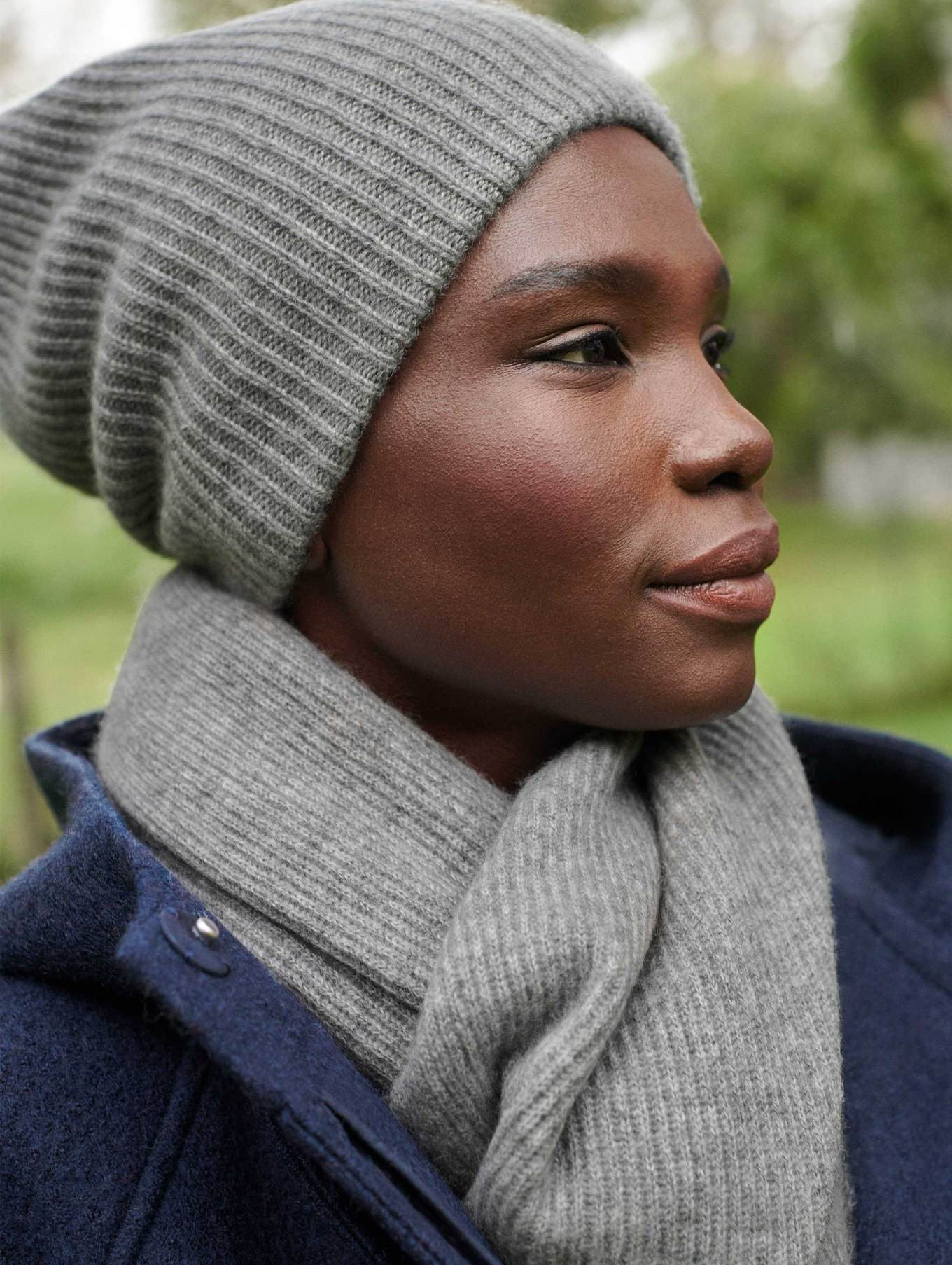 Cashmere Plush Rib Beanie | White and Warren