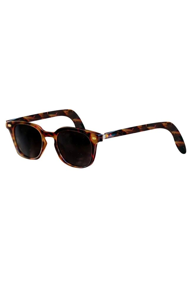 Between Us Brown Round Tort Sunglasses | Pink Lily