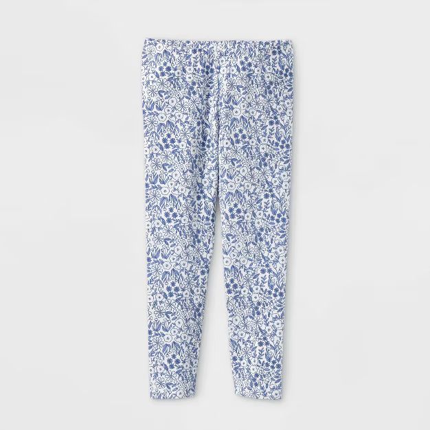 Toddler Girls' Floral Leggings - Cat & Jack™ Blue | Target