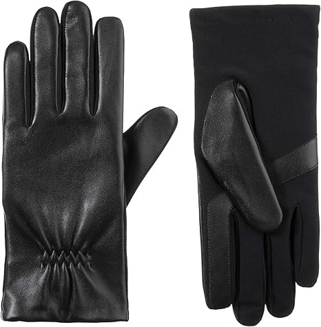 isotoner Women's Classic Stretch Leather Touchscreen Cold Weather Gloves, Fleece Lining | Amazon (US)