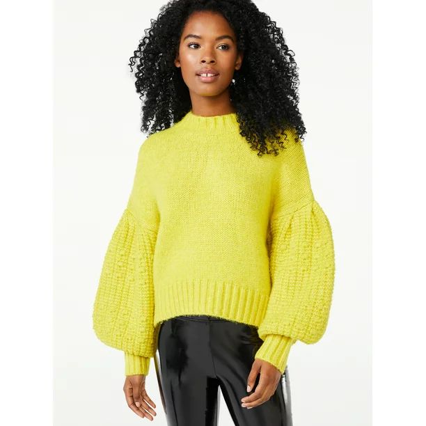Scoop Women's Cropped Bobble Sweater - Walmart.com | Walmart (US)