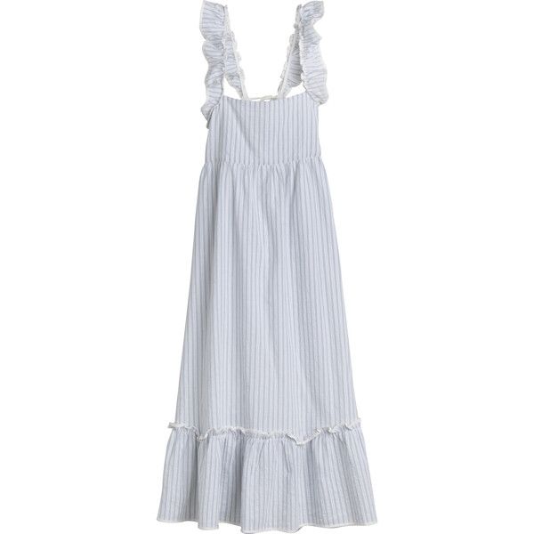 Mara Women's Ruffle Tie Back Dress, Light Blue Stripe | Maisonette