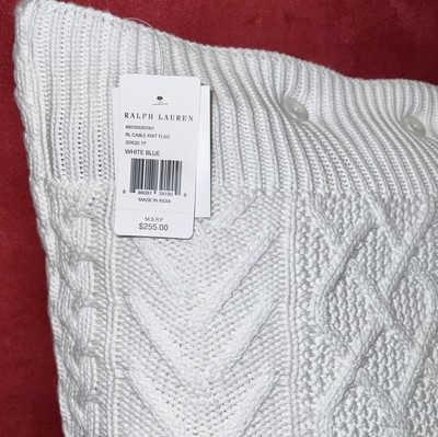 $255 Ralph Lauren Cable Knit Flag American Throw Pillow White Blue BRAND NEW  | eBay | eBay US