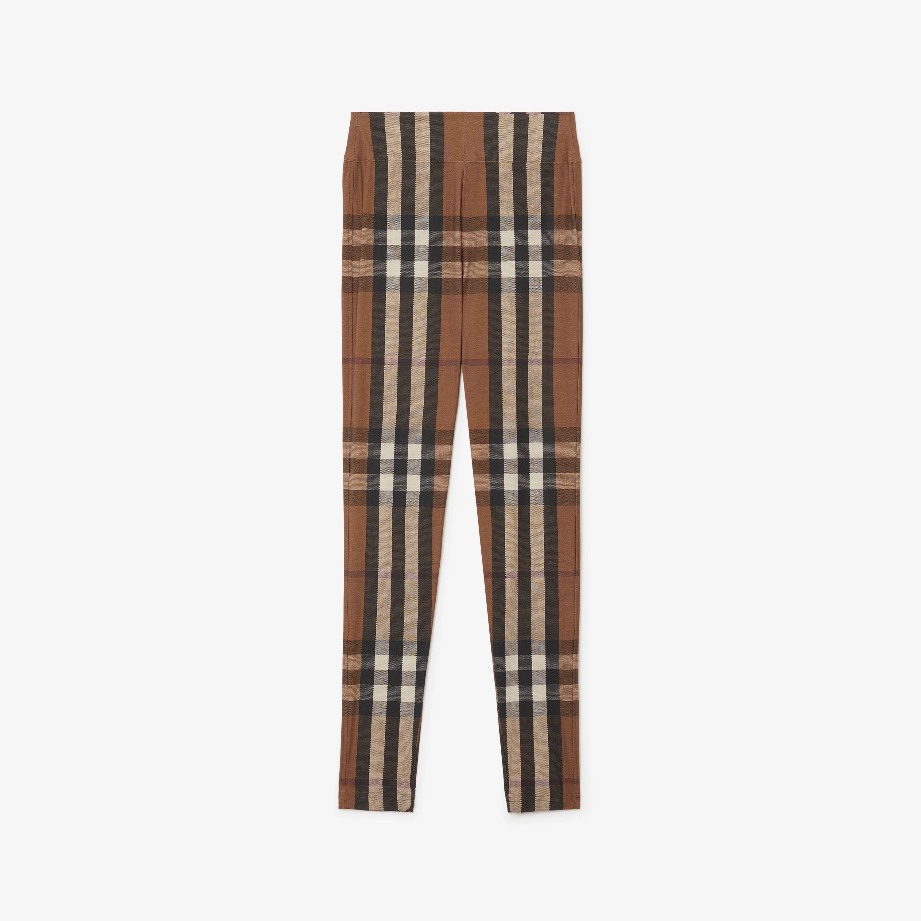 Check Stretch Jersey Leggings in Birch Brown - Women | Burberry® Official | Burberry (US)