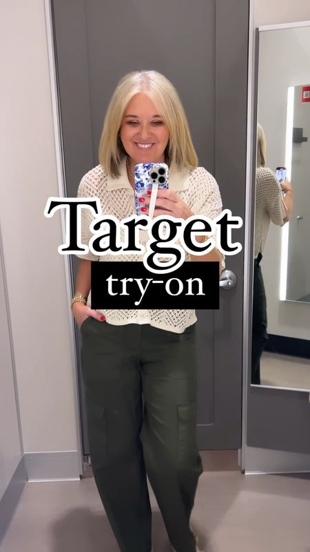 TARGET🎯try-on! Comment LINKS for all the details! 

You know the drill, stop at Target for toilet paper, end up strolling through the clothes and shoes…now you’re in the dressing room 🙈

I had not found much recently, but was pretty excited about these finds! 🙌🏻

Crochet top- wearing a small
Cream cargos- tts, size 4
Green cargos-tts, size 4
Jumpsuit-tts, size 4
Tank top -I size up to medium ( these are the BEST!)
Striped pant-wearing a small, ordered a medium! 
White linen pants-size up ( wear nude underwear😉)
Linen tank-size medium
Denim shirt-wearing a small (runs small in the waist) 

#targetfinds #targettryon #springoutfits #springfashion  #over40style #over40 #over50 #midlifewomen #midlifeblogger #agelessinseattle #ageisjustanumber

#LTKstyletip #LTKSeasonal #LTKover40