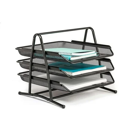 3 Tier Desk Tray Office Organizer - Black | Walmart (US)