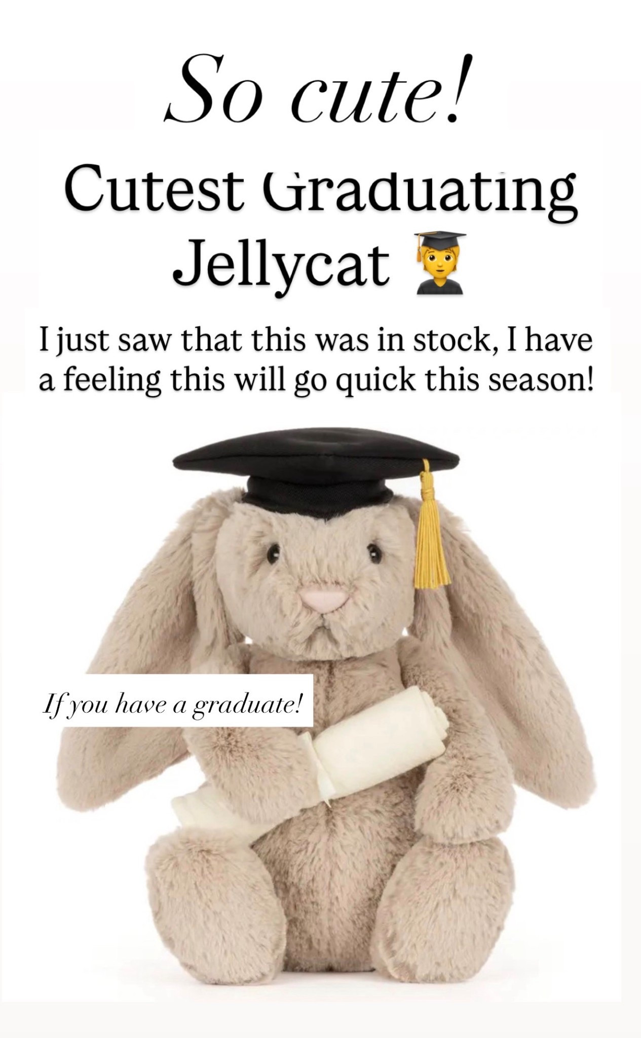 If you have a child graduating, this Jellycat is the perfect gift! I just love this and I know this is gonna go quick! 

#LTKmomlife