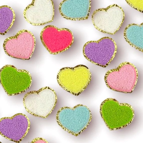 Self Adhesive Heart Patch Chenille Heart DIY Patch Gold | Etsy | Etsy (US)