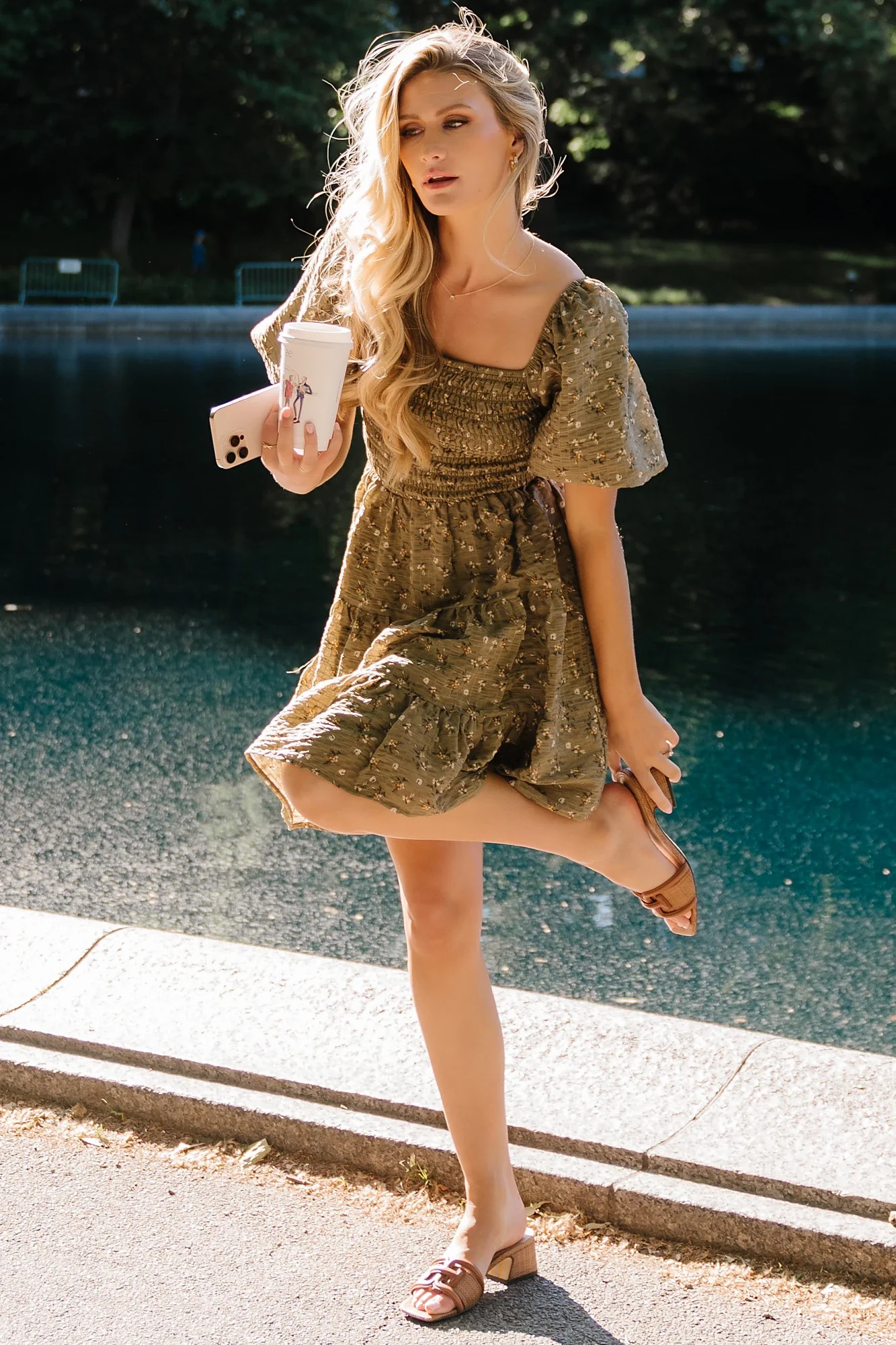 Daze Smocked Dress | Olive Floral | Baltic Born