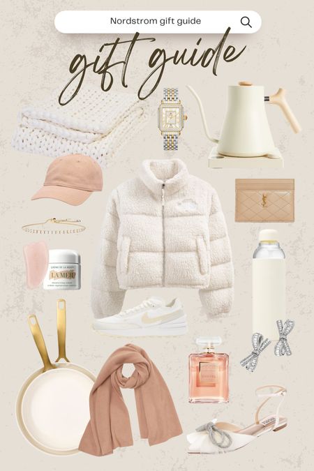 Nordstrom gift guide! All the best items from Nordstrom for her - puffer jacket, pans, bow earrings, bow shoes, Michele watch  

#LTKGiftGuide #LTKHoliday #LTKCyberweek