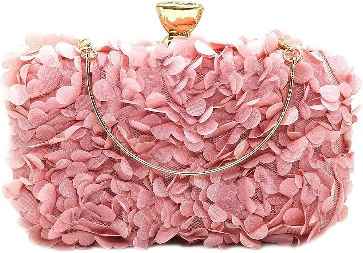 Women Flower Clutche Purse Floral Evening Handbag with Chain for Wedding Party Prom Pink | Amazon (US)