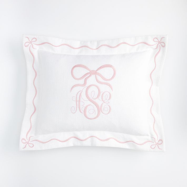Bespoke Embroidered Bow Pillow Cover | Mark and Graham