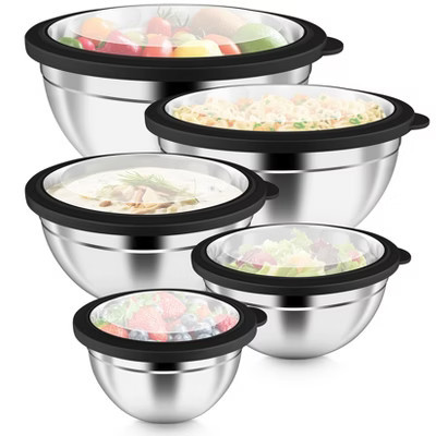 Itopfox Stainless Steel Mixing Bowls with Visible Airtight Lids, 10-Piece Nesting Set for Kitchen Prepping & Storing Food | Target