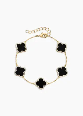Electric Picks Icon Black Clover Bracelet in Gold at Nordstrom | Nordstrom