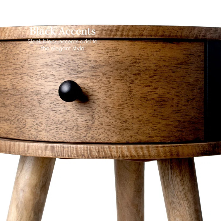 Gulreg 22'' Tall Solid Wood 3 Legs End Table with Storage | Wayfair North America