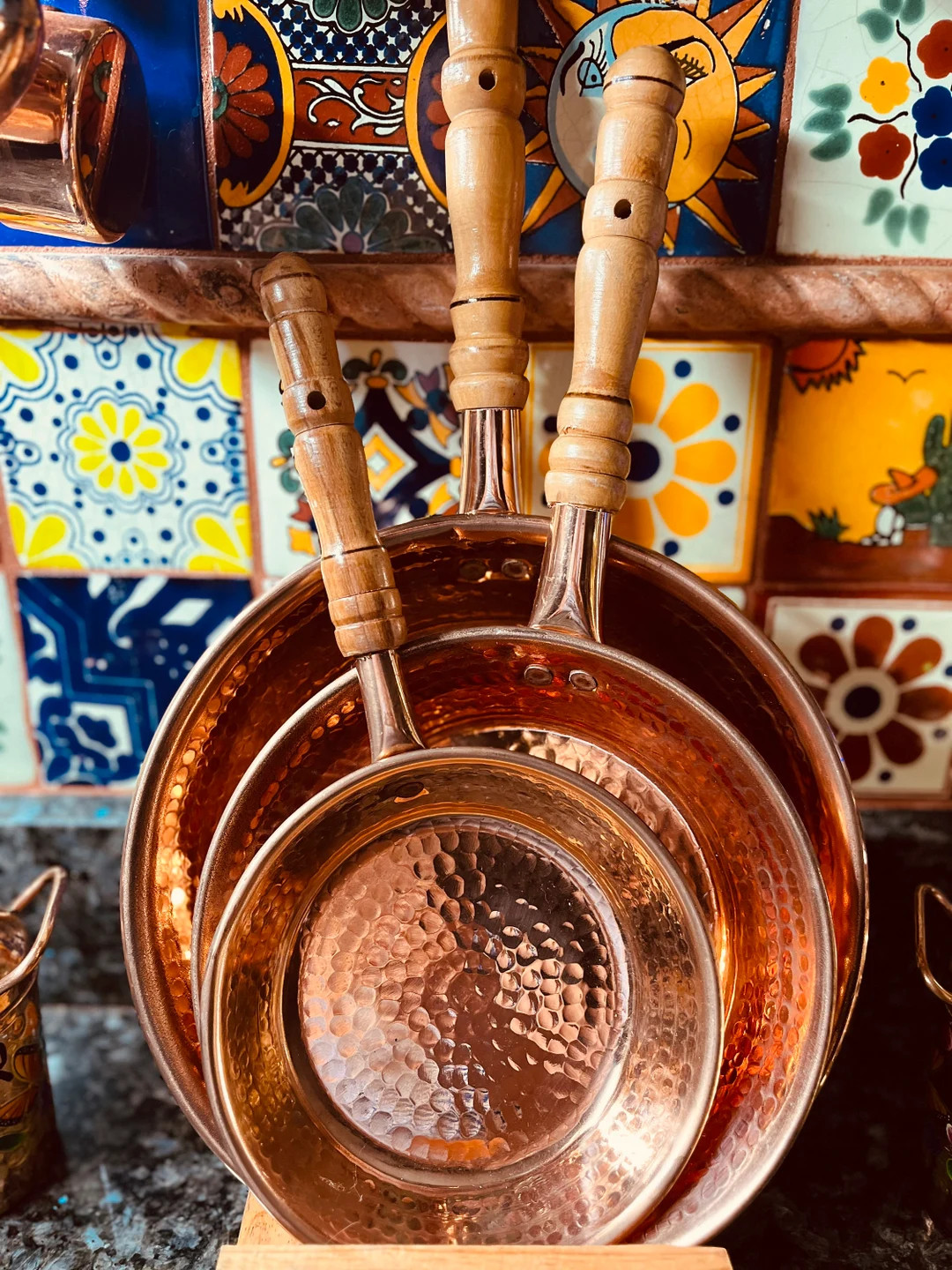 Set of 3 Handmade Copper Pan Set. Mexican Pans. Manually - Etsy | Etsy (US)