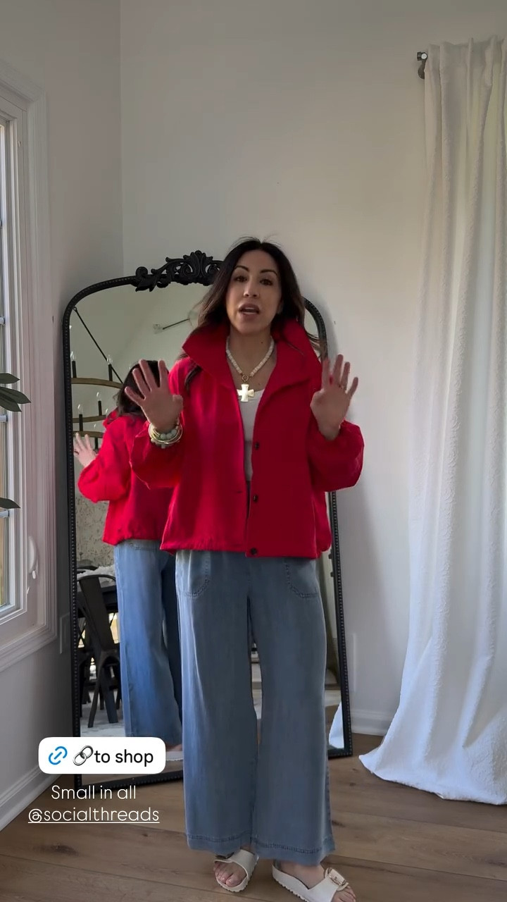 Small chambray pants. Small red jacket. Spring jacket.

#LTKOver40 #LTKPetite