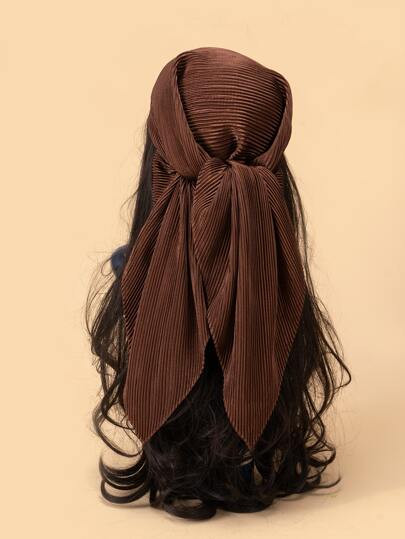 1pc Solid Pleated Satin Scarf Women Bandana Fashion Head Scarf Bandana,Hair Band,Head Band Ideal ... | SHEIN