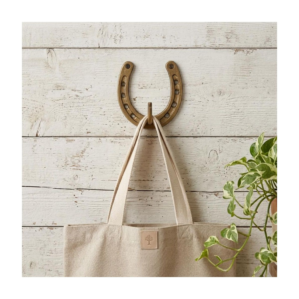 HomeRoots 4" Antiqued Gold Cast Iron Horseshoe Wall Hook | Target