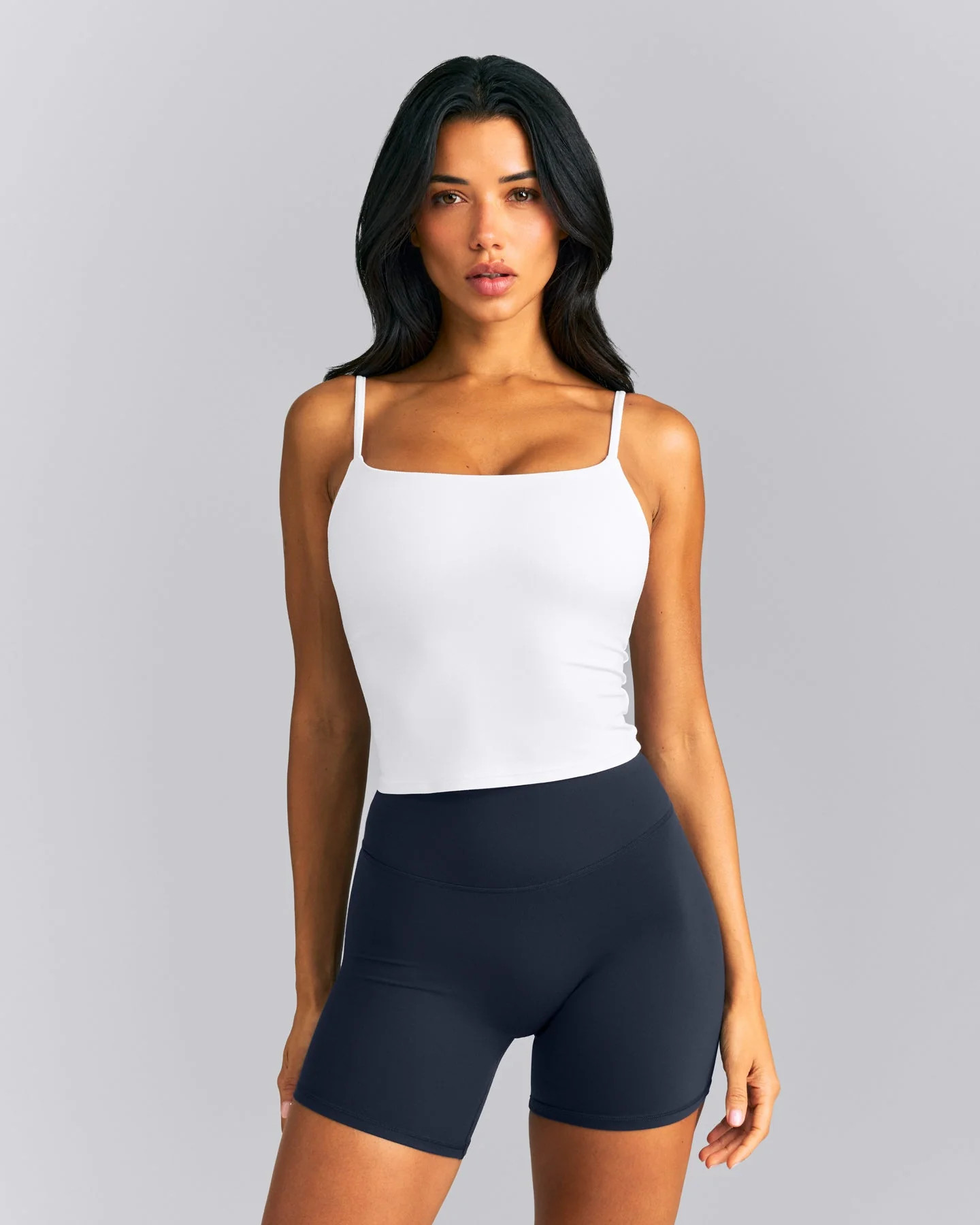 SoftMotion™ Strappy Mid Tank Top with Built in Bra Shelf | White | Oner Active (UK / US)