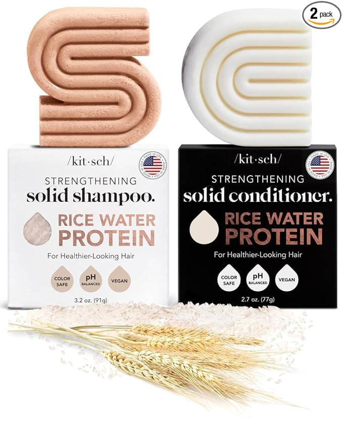 Kitsch Rice Water Shampoo & Conditioner Set – Solid Shampoo & Conditioner Bar with Protein for ... | Amazon (US)