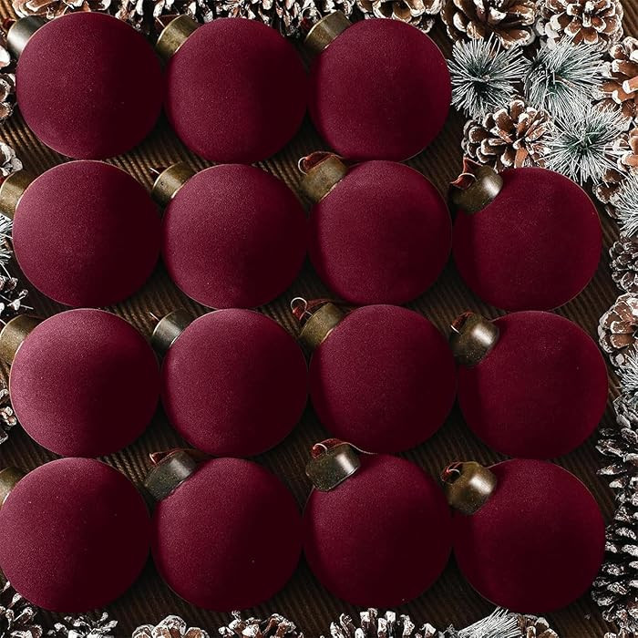 15 Pcs Velvet Christmas Ornaments, 8cm Flocked Balls Christmas Decor, Xmas Tree Decorative Hangin... | Amazon (CA)