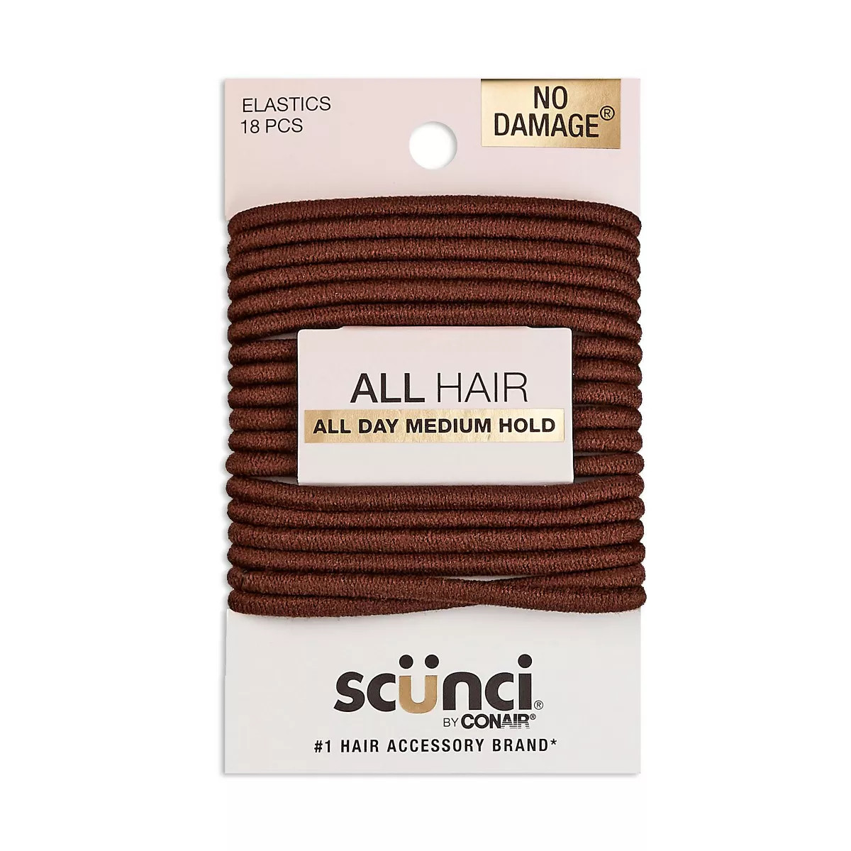 scünci No Damage Elastic Hair Ties - Brown - All Hair -  18pcs | Target