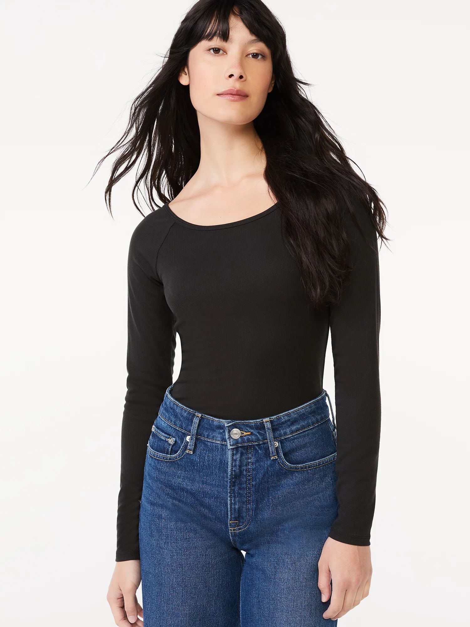 Free Assembly Women's Ballet Neck Bodysuit with Long Sleeves | Walmart (US)