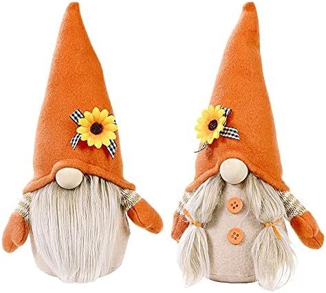 UgyDuky 2 Pack Harvests Festival Sunflower Gnome Doll Ornaments, Handmade Swedish Tomte Dwarf Plu... | Amazon (CA)