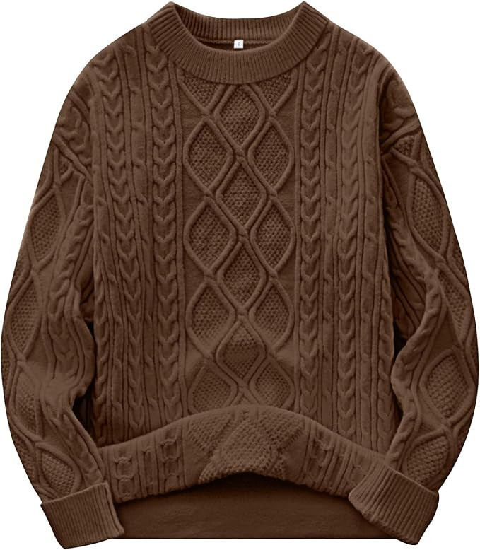 ANRABESS Women Oversized Chunky Cable Knitted Vintage Sweater 2025 Fall Outfits | Amazon (US)