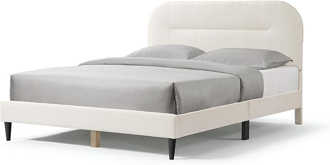 Furniture of America Vivienne Modern Boucle Queen Platform Bed Frame with Adjustable Rounded Head... | Amazon (US)