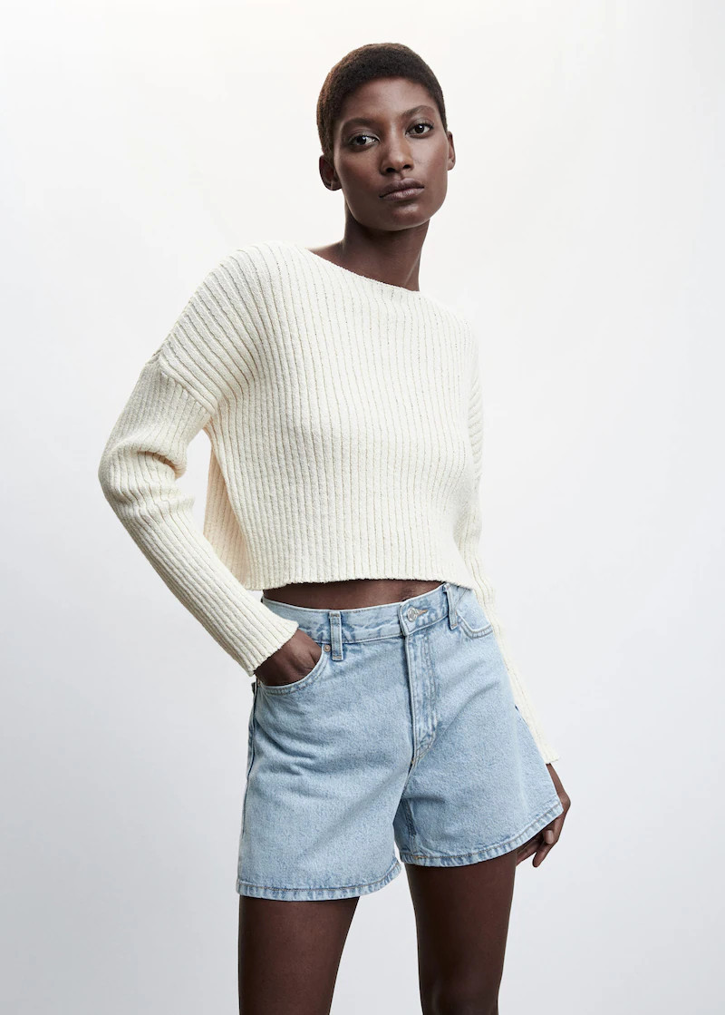 High-waist denim shorts | MANGO (US)