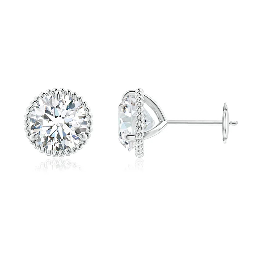 Lab-Grown Rope Framed Claw-Set Diamond Martini Stud Earrings | Angara Inc.